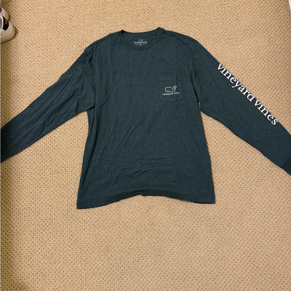 Vineyard Vines Men's Dark Green Long Sleeve Tee